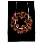 Sac Cadeau Moyen étoile fleur fractale rouge noir pourpre (Dos)