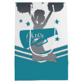 Sac Cadeau Moyen Étoiles argentées et blanches sarcelle Cheer Cheer (Dos)