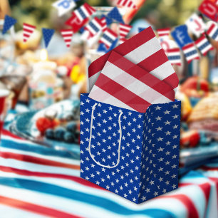 Sac Cadeau Moyen Étoiles Argentées sur Fond Bleu Marine Americana