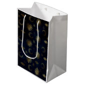 Sac Cadeau Moyen Étoiles célestes Blue Gold Sun Moon (Devant Angle)