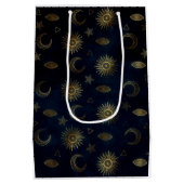 Sac Cadeau Moyen Étoiles célestes Blue Gold Sun Moon (Dos)