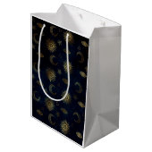 Sac Cadeau Moyen Étoiles célestes Blue Gold Sun Moon (Dos Angle)