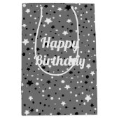 Sac Cadeau Moyen étoiles d'anniversaire sur gris (Devant)