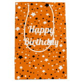 Sac Cadeau Moyen étoiles d'anniversaire sur orange (Devant)