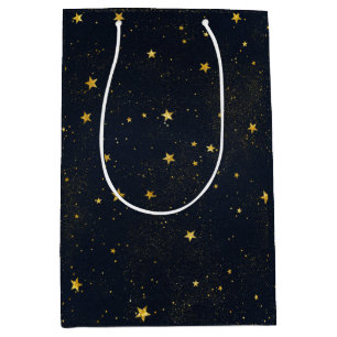 Sac Cadeau Moyen Étoiles D'Or Dans Le Ciel Nocturne