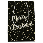 Sac Cadeau Moyen Étoiles d'or de Noël en noir (Devant)