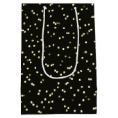 Sac Cadeau Moyen Étoiles d'or de Noël en noir (Dos)