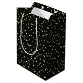 Sac Cadeau Moyen Étoiles d'or de Noël en noir (Dos Angle)