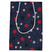Sac Cadeau Moyen Étoiles Sur Denim Bleu (Dos)