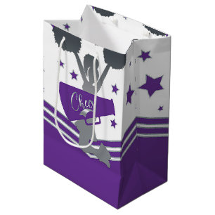 Sac Cadeau Moyen Étoiles violettes et blanches Cheer Party de cheer