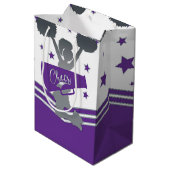 Sac Cadeau Moyen Étoiles violettes et blanches Cheer Soirée (Dos Angle)