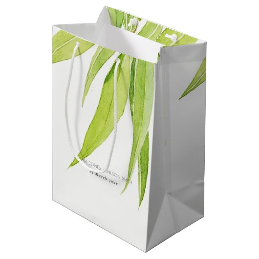 SAC CADEAU MOYEN EUCALYPTUS FEUILLE MARIAGE DE FOLIER DE COULEUR D' (Devant Angle)