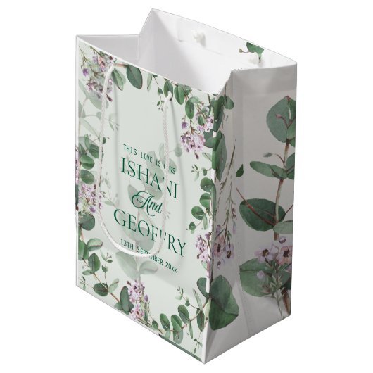 Sac Cadeau Moyen Eucalyptus Leaves Greenery Wedding (Devant Angle)