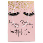 Sac Cadeau Moyen Eyelashes d'anniversaire avec Parties scintillant (Devant)