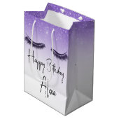 Sac Cadeau Moyen Eyelashes d'anniversaire avec Parties scintillant (Devant Angle)