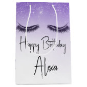 Sac Cadeau Moyen Eyelashes d'anniversaire avec Parties scintillant (Devant)