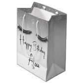 Sac Cadeau Moyen Eyelashes d'anniversaire avec Parties scintillant (Devant Angle)