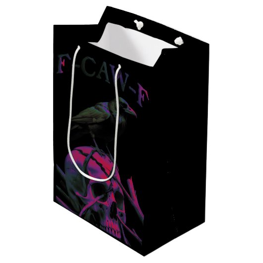 Sac Cadeau Moyen F-Caw-F Funny Black Crow Bird (Devant Angle)