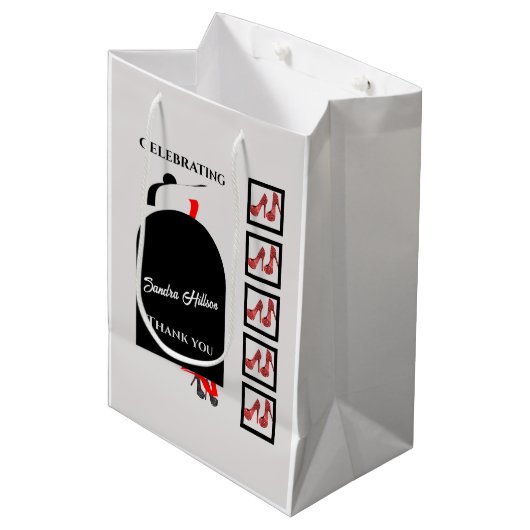 Sac Cadeau Moyen Fab Femme Silhouette Glam Chaussures Rouge Noir An (Devant Angle)