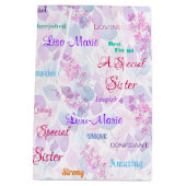 Sac Cadeau Moyen Fabrique Pink Floral Soeur Spéciale (Dos)