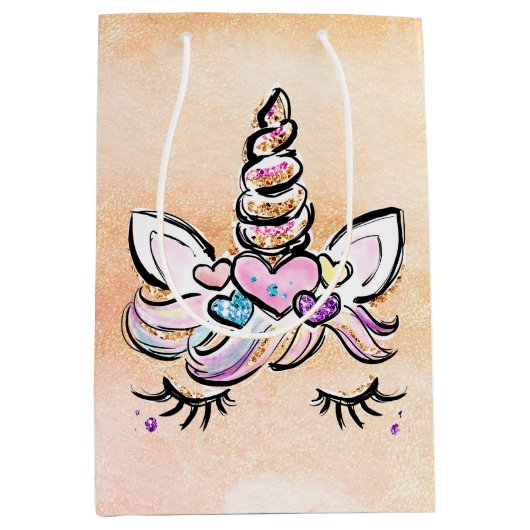 Sac Cadeau Moyen Face de licorne (Devant)