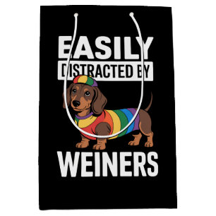 Sac Cadeau Moyen Facilement Distrait Par Weiners LGBTQ Arc-en-ciel