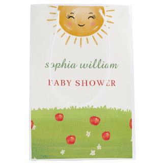 Sac Cadeau Moyen Faire-part de Baby Shower à l'aquarelle pour une F