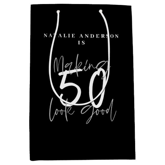 Sac Cadeau Moyen Faire passer 50 ans pour une bonne fête d'annivers (Devant)