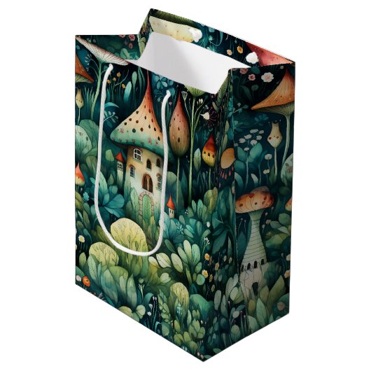 Sac Cadeau Moyen Fairytale en Fairyland Maison de champignons Green (Devant Angle)