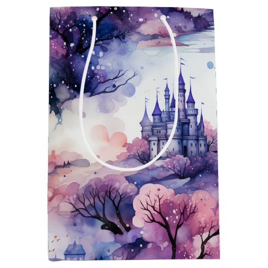 Sac Cadeau Moyen Fairytale in Fairyland Dark Blue violet et rose (Devant)