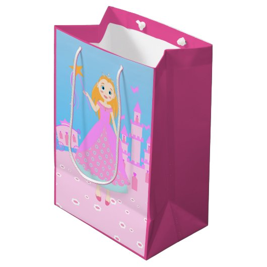 Sac Cadeau Moyen Fairytale Princess à Pink Birthaday Party (Devant Angle)