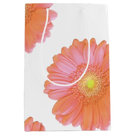 Sac Cadeau Moyen Faisée de gerbera orange (Devant)