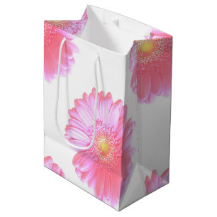 Sac Cadeau Moyen Faisée de gerbera rose pâle