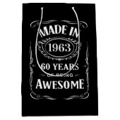Sac Cadeau Moyen Fait en 1963 60 ans d'être génial anniversaire 202 (Devant)