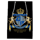 Sac Cadeau Moyen Faites votre propre blason Unicorn Emblem Bleu (Dos)