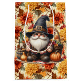 Sac Cadeau Moyen Fall Orange Flowers With Thanksgiving Gnome (Devant)