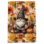 Sac Cadeau Moyen Fall Orange Flowers With Thanksgiving Gnome (Dos)