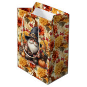 Sac Cadeau Moyen Fall Orange Flowers With Thanksgiving Gnome (Dos Angle)