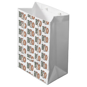 Sac Cadeau Moyen Fantôme Boo Orange Vert Mignon Blanc Halloween