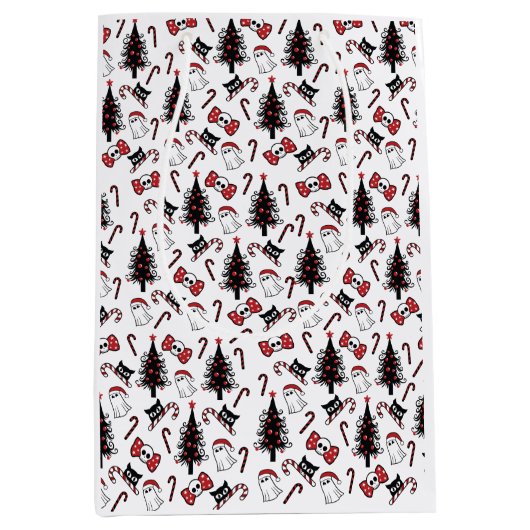 Sac Cadeau Moyen Fantôme crânien déplaisant et chat vampire (Devant)