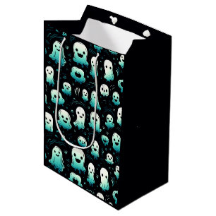 Sac Cadeau Moyen Fantômes verts Mignons Adorables Moderne Noir Hall