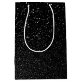 Sac Cadeau Moyen Faux Black Bokeh Parties scintillant Photo (Devant)