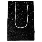 Sac Cadeau Moyen Faux Black Bokeh Parties scintillant Photo (Dos)