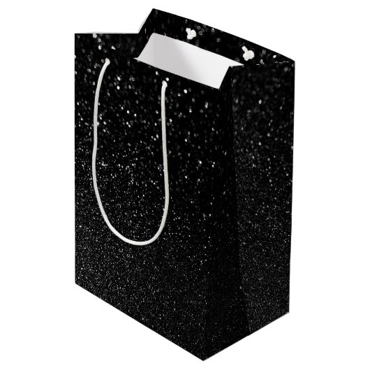 Sac Cadeau Moyen Faux Black Bokeh Parties scintillant Photo (Dos Angle)