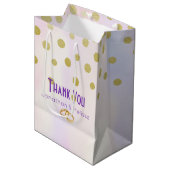 Sac Cadeau Moyen Faux Gold Confetti sur Merci d'aquarelle violet (Devant Angle)