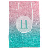 Sac Cadeau Moyen Faux Parties scintillant Ombre Turquoise & Rose (Dos)