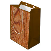 Sac Cadeau Moyen Faux Wooden Custom Initials (Dos Angle)