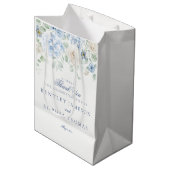 Sac Cadeau Moyen Faveur de mariage à l'hydrangea fleuri bleu (Devant Angle)