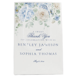 Sac Cadeau Moyen Faveur de mariage à l'hydrangea fleuri bleu