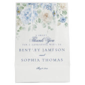 Sac Cadeau Moyen Faveur de mariage à l'hydrangea fleuri bleu (Dos)